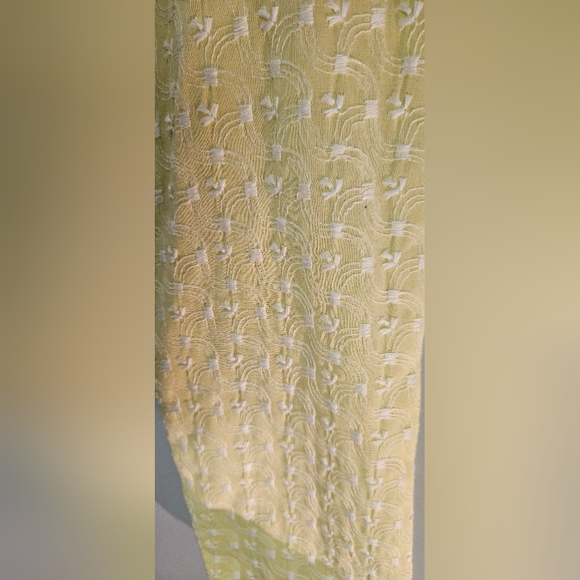 Yellow Embrpidered 3/4 Sleeve Cotton Top - Picture 3 of 10